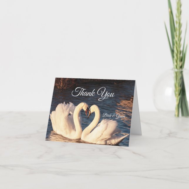 Tarjeta de agradecimiento de cisnes blancos (Anverso)