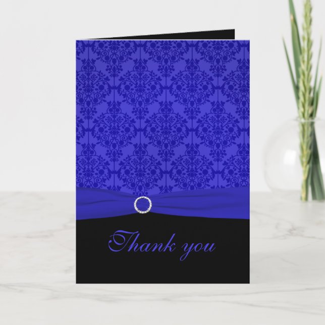Tarjeta de agradecimiento de cobalto azul y negro (Anverso)