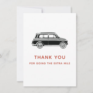 Tarjeta de agradecimiento de coche, gracias por ha