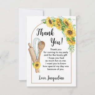Tarjeta de agradecimiento de cocina Sunflower Kitc