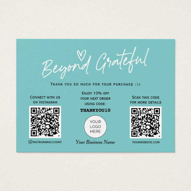 Tarjeta de agradecimiento de código QR con estilo  (Frente)