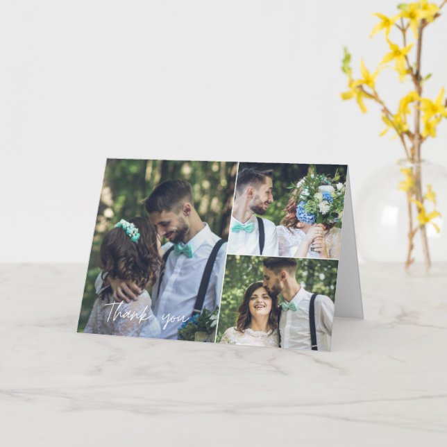 Tarjeta de agradecimiento de Collage de fotos de d (flor amarilla)