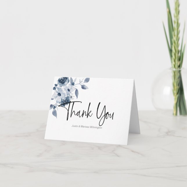 Tarjeta de agradecimiento de color azul personaliz (Anverso)