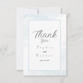 Tarjeta de agradecimiento de color azul simple y d