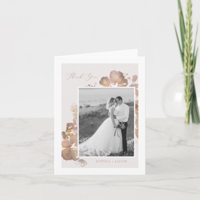 Tarjeta de agradecimiento de color de agua Romance (Anverso)