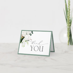 Tarjeta de agradecimiento de color verde y blanco