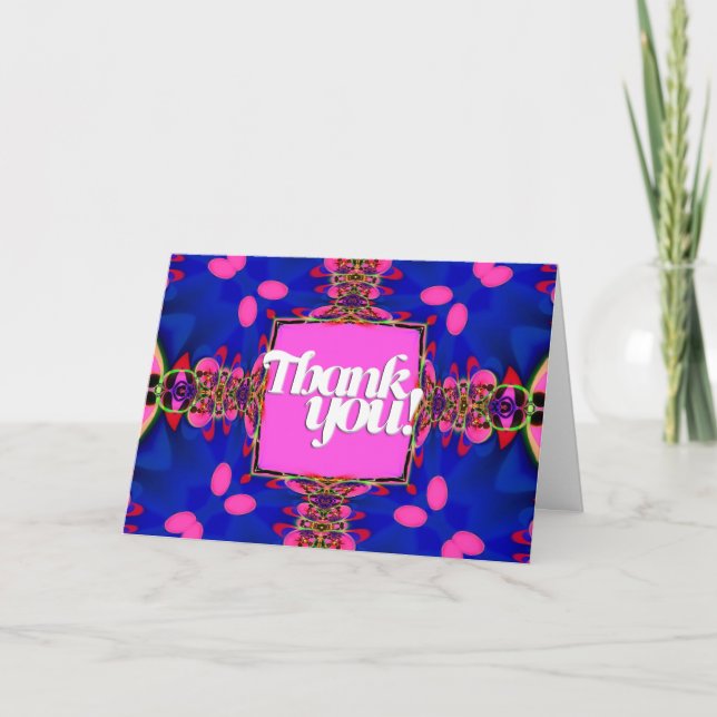 Tarjeta de agradecimiento de colores felices rosa  (Anverso)