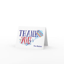 Tarjeta de agradecimiento de cometa en acuarela