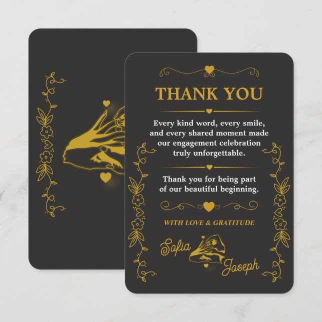 Tarjeta de agradecimiento de compromiso Black Gold (Anverso / Reverso)