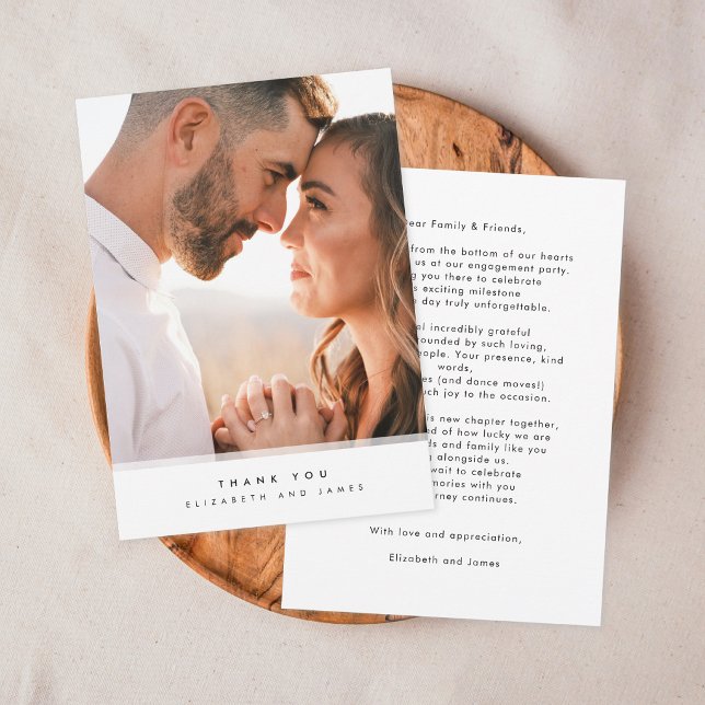 Tarjeta de agradecimiento de compromiso con foto m (Simple Modern Minimalist Wedding Thank You Card with Photo
)