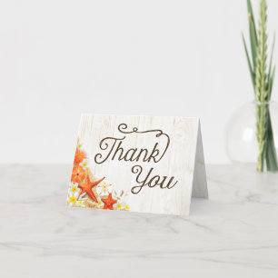 Tarjeta de agradecimiento de conchas de arena flor