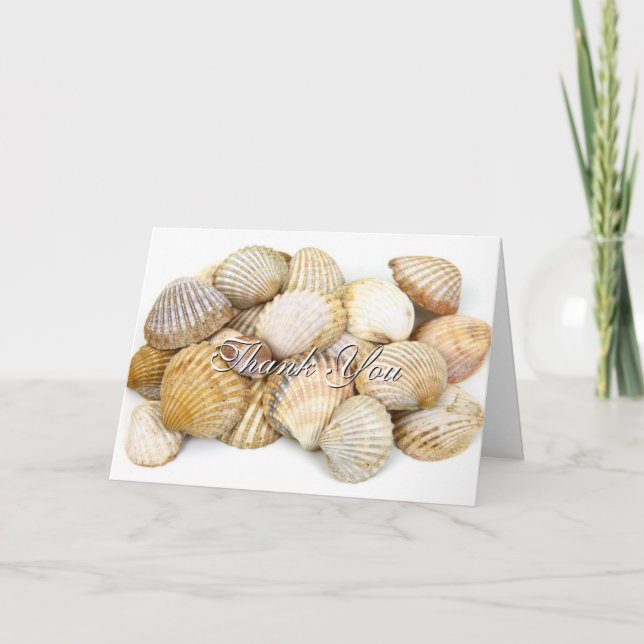 Tarjeta de agradecimiento de conchas de mar con es (Anverso)
