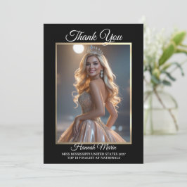 Tarjeta de agradecimiento de concurso de belleza n