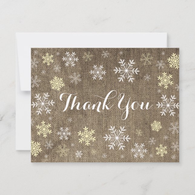 Tarjeta de agradecimiento de copos de nieve amaril (Anverso)