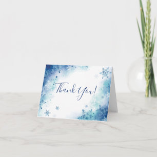 Tarjeta de agradecimiento de copos de nieve en acu