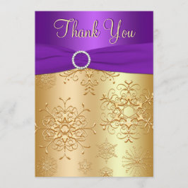 Tarjeta de agradecimiento de copos de nieve púrpur