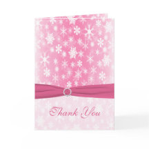 Tarjeta de agradecimiento de copos de nieve rosas 