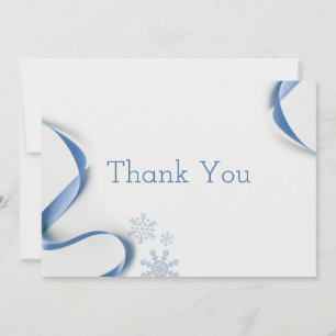 Tarjeta de agradecimiento de copos de nieve y cint