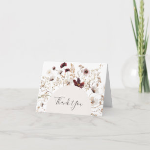 Tarjeta de agradecimiento de Copper Burgundy Wildf