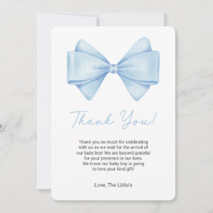 Tarjeta de agradecimiento de Coquette Blue Bow Bab