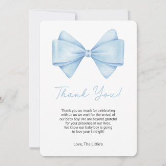 Tarjeta de agradecimiento de Coquette Blue Bow Bab