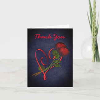 Tarjeta de agradecimiento de corazón de rosas roja
