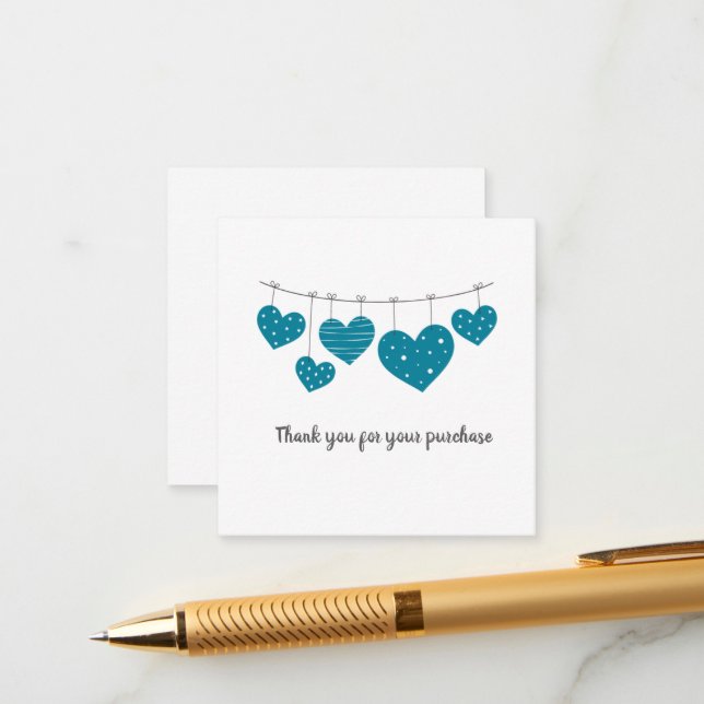 Tarjeta de agradecimiento de corazón verde azulado (Anverso/Reverso In Situ)