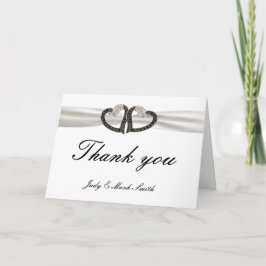 Tarjeta de agradecimiento de corazones de diamante