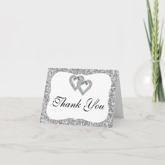 Tarjeta de agradecimiento de corazones de diamante