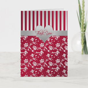 Tarjeta de agradecimiento de corazones florales ro