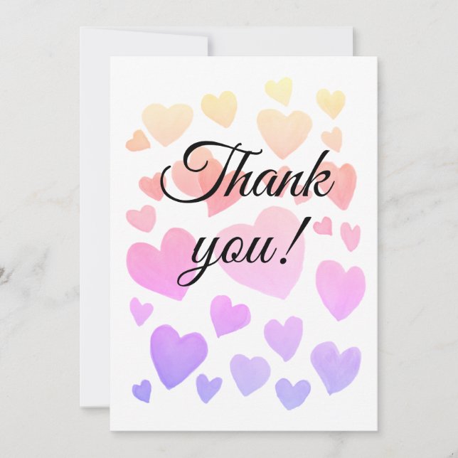 Tarjeta de agradecimiento de corazones flotantes a (Anverso)