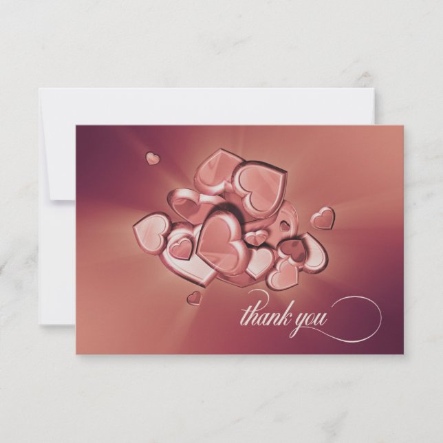 Tarjeta de agradecimiento de corazones radiantes ( (Anverso)