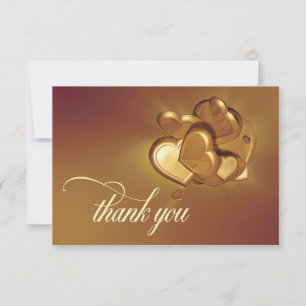Tarjeta de agradecimiento de corazones radiantes (