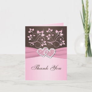 Tarjeta de agradecimiento de corazones unidos flor