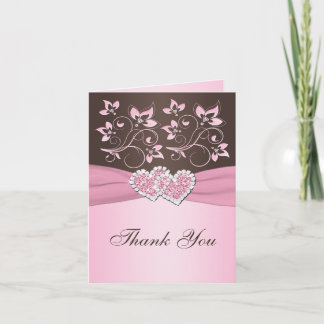 Tarjeta de agradecimiento de corazones unidos flor