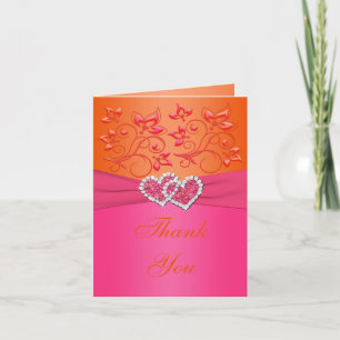 Tarjeta de agradecimiento de corazones unidos flor