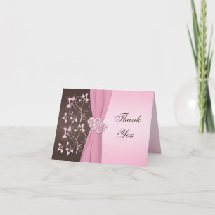 Tarjeta de agradecimiento de corazones unidos flor