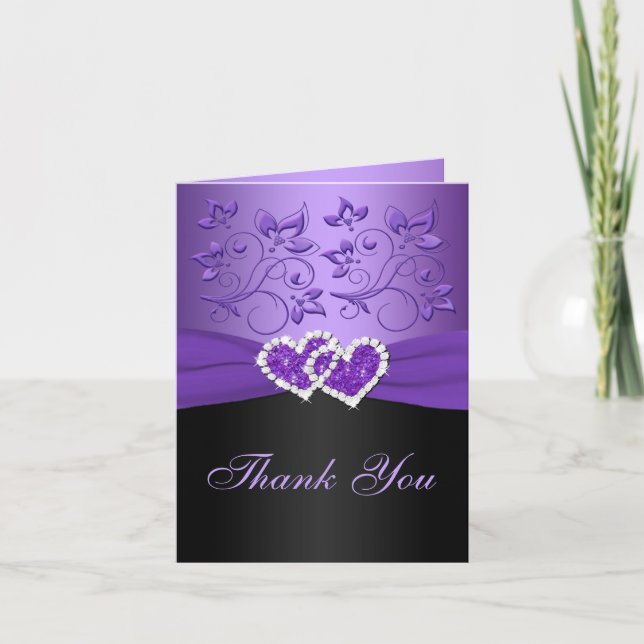 Tarjeta de agradecimiento de corazones unidos flor (Anverso)