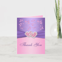 Tarjeta de agradecimiento de corazones unidos flor