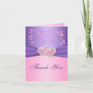 Tarjeta de agradecimiento de corazones unidos flor