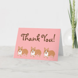 Tarjeta de agradecimiento de Corgi Pink and Brown