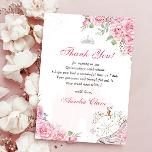 Tarjeta de agradecimiento de corona floral rosa Qu