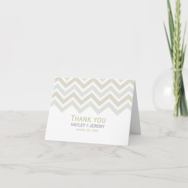 Tarjeta de agradecimiento de Cream & Grey Chevron  (Anverso)
