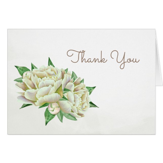 Tarjeta de agradecimiento de Cream Peony (Anverso (Horizontal))