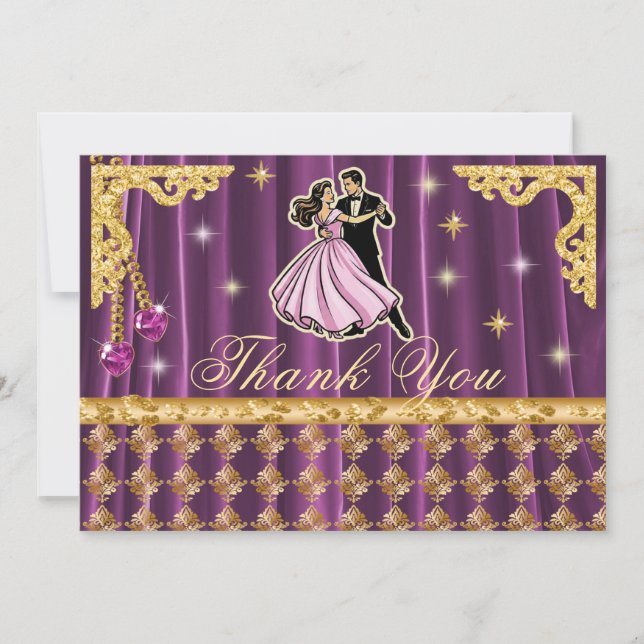 Tarjeta de agradecimiento de cumpleaños 18 dorado  (Anverso)