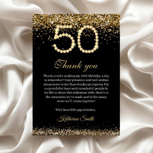 Tarjeta de agradecimiento de cumpleaños 50 Elegant