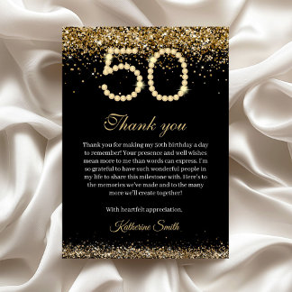 Tarjeta de agradecimiento de cumpleaños 50 Elegant