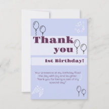 Tarjeta de agradecimiento de cumpleaños azul