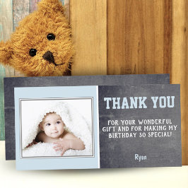 Tarjeta de agradecimiento de cumpleaños azul con f