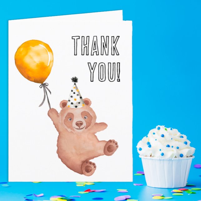 Tarjeta de agradecimiento de cumpleaños Bear-y Cut (Bear-y Cute Thank You Card)